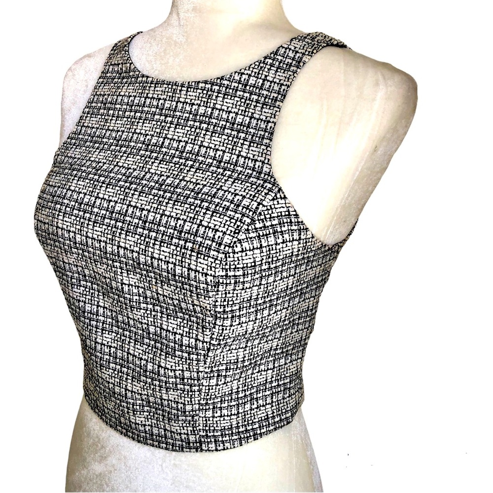 Express Women’s Tweed Back Zipper Sleeveless Crop Top